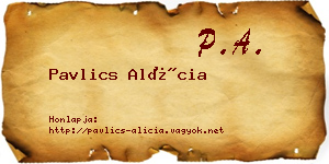 Pavlics Alícia névjegykártya